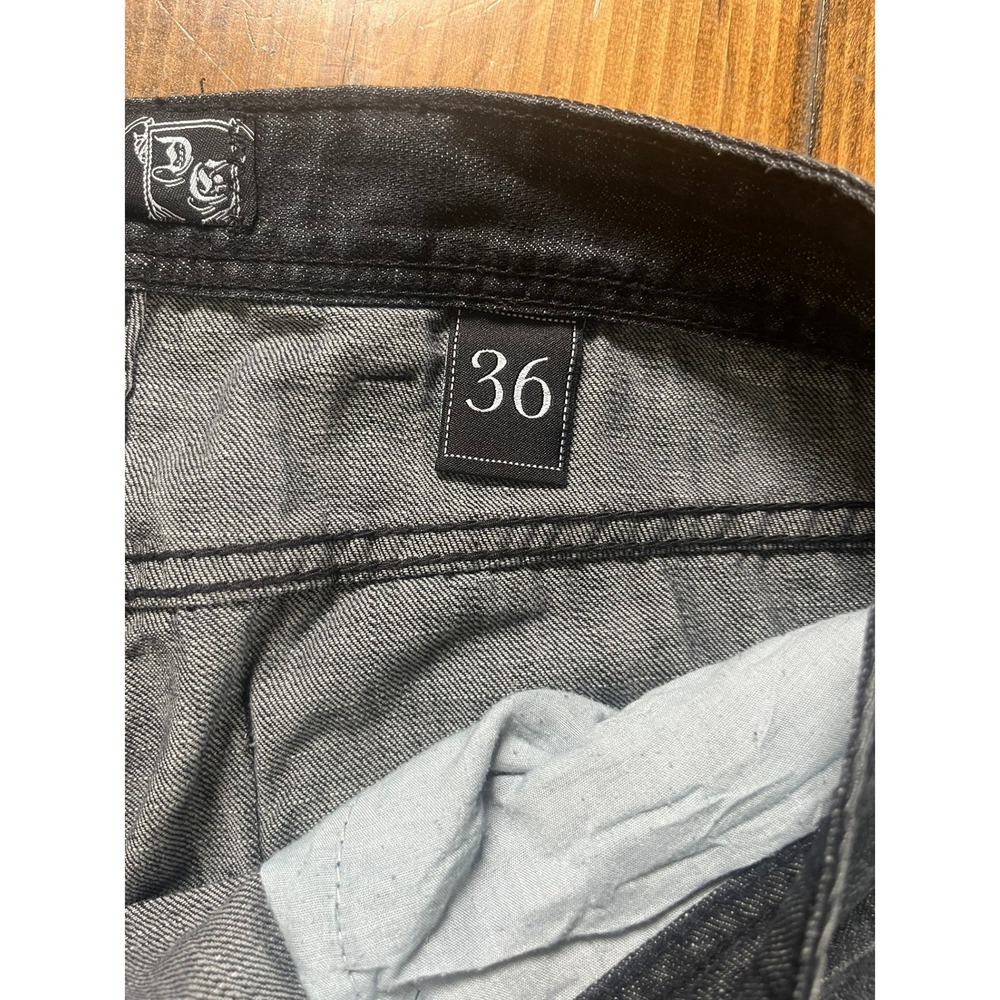 Y2K Born in Los Angeles Mens Dark Wash Straight Leg Jeans GrommetSize 36 - Picture 6 of 10